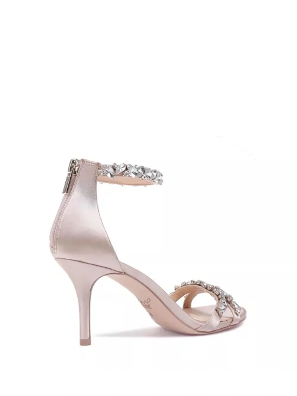 Badgley Mischka Jewel ivory gold jeweled Ankle-Strap Sandal kitten heel EUC new?